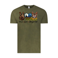 Vintage Olive Peace Love Bengal Cat Head Vintage Tee - LillyAllenDesigns