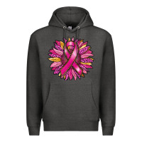 Charcoal Heather breast cancer sunflower Premium Hoodie - RanaPortraitStore