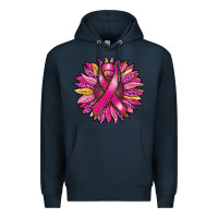 Navy breast cancer sunflower Premium Hoodie - RanaPortraitStore