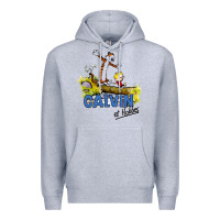 Heather Grey calvin hobbes Premium Hoodie - artisFamous