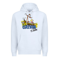White calvin hobbes Premium Hoodie - artisFamous