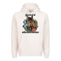 Pale Pink Just A Girl Who Loves Horses Premium Hoodie - artisFamous