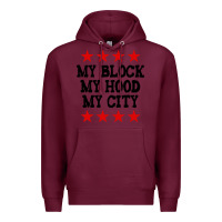 Burgundy my block my hood my city Premium Hoodie - artisFamous