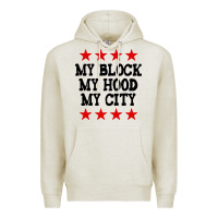 Oatmeal Heather my block my hood my city Premium Hoodie - artisFamous