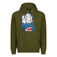 Army Green Smile Beautiful Gawr Gura Premium Hoodie - artisFamous