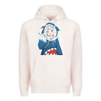Pale Pink Smile Beautiful Gawr Gura Premium Hoodie - artisFamous