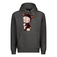 Charcoal Heather Yoshitomo Nara Cute Cat Premium Hoodie - artisFamous
