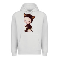 Dove Grey Yoshitomo Nara Cute Cat Premium Hoodie - artisFamous