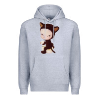Heather Grey Yoshitomo Nara Cute Cat Premium Hoodie - artisFamous