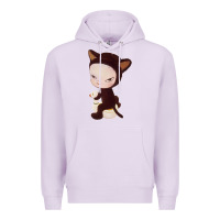 Lilac Yoshitomo Nara Cute Cat Premium Hoodie - artisFamous