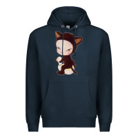 Navy Yoshitomo Nara Cute Cat Premium Hoodie - artisFamous