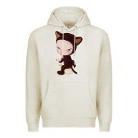 Oatmeal Heather Yoshitomo Nara Cute Cat Premium Hoodie - artisFamous