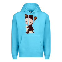 Ocean Blue Yoshitomo Nara Cute Cat Premium Hoodie - artisFamous