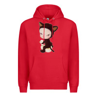 Red Yoshitomo Nara Cute Cat Premium Hoodie - artisFamous