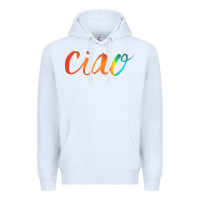 White ciao italian saying Premium Hoodie - artisFamous
