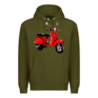 Army Green classic italian vespa scooter Premium Hoodie - artisFamous