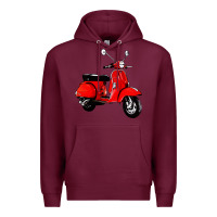 Burgundy classic italian vespa scooter Premium Hoodie - artisFamous
