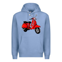 Colony Blue classic italian vespa scooter Premium Hoodie - artisFamous