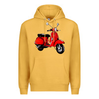 Mustard classic italian vespa scooter Premium Hoodie - artisFamous