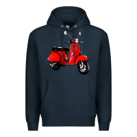 Navy classic italian vespa scooter Premium Hoodie - artisFamous