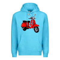 Ocean Blue classic italian vespa scooter Premium Hoodie - artisFamous