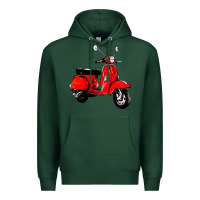 Sports Green classic italian vespa scooter Premium Hoodie - artisFamous