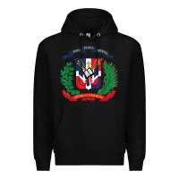 Black dominican republic flag national emblem republica dominicana t shirt Premium Hoodie - artisFamous