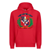 Red dominican republic flag national emblem republica dominicana t shirt Premium Hoodie - artisFamous
