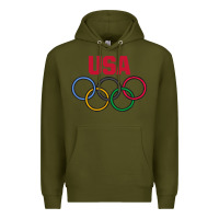 Army Green Olympic Rings Premium Hoodie - artisFamous