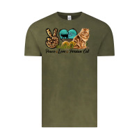 Vintage Olive Peace Love Persian Cat Vintage Tee - LillyAllenDesigns