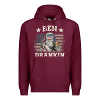 Burgundy Ben Drankin 4th of July Patriotic Funny T-Shirt Premium Hoodie - artisFamous