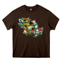 Chocolate Brown Guerrero Mexico Sunflower Map Heavy Core Tee - RanaPortraitStore