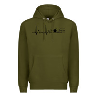 Army Green house music heartbeat Premium Hoodie - artisFamous