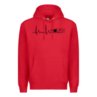Red house music heartbeat Premium Hoodie - artisFamous