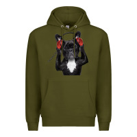 Army Green french bulldog dj style Premium Hoodie - artisFamous