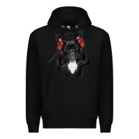 Black french bulldog dj style Premium Hoodie - artisFamous