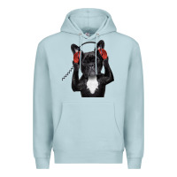 Blue Mist french bulldog dj style Premium Hoodie - artisFamous