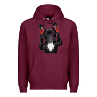 Burgundy french bulldog dj style Premium Hoodie - artisFamous