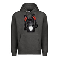 Charcoal Heather french bulldog dj style Premium Hoodie - artisFamous