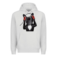 Dove Grey french bulldog dj style Premium Hoodie - artisFamous