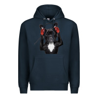 Navy french bulldog dj style Premium Hoodie - artisFamous