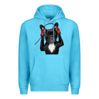 Ocean Blue french bulldog dj style Premium Hoodie - artisFamous