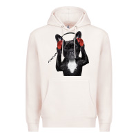 Pale Pink french bulldog dj style Premium Hoodie - artisFamous