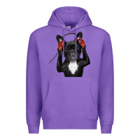 Purple french bulldog dj style Premium Hoodie - artisFamous