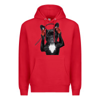 Red french bulldog dj style Premium Hoodie - artisFamous