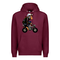 Burgundy monkey bike cartoon Premium Hoodie - artisFamous
