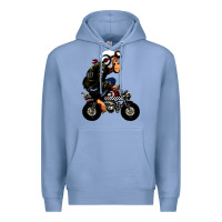 Colony Blue monkey bike cartoon Premium Hoodie - artisFamous