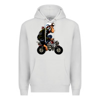 Dove Grey monkey bike cartoon Premium Hoodie - artisFamous