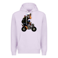 Lilac monkey bike cartoon Premium Hoodie - artisFamous