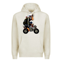 Oatmeal Heather monkey bike cartoon Premium Hoodie - artisFamous